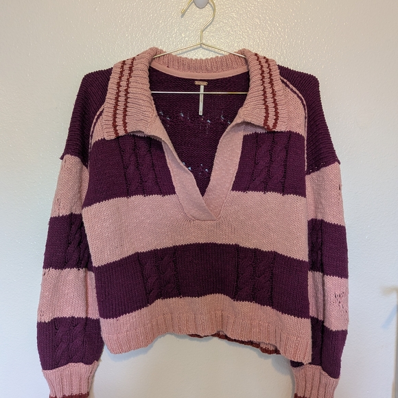 Free People Sweaters - Free People V-Neck Sweater in Purple and Pink